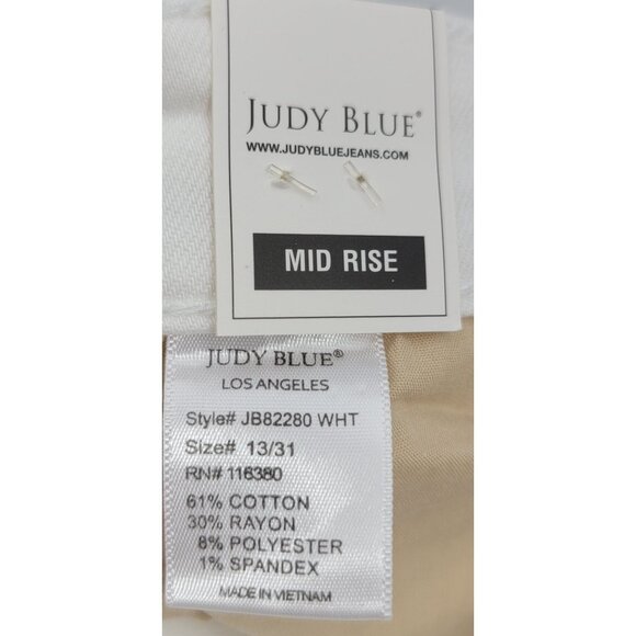 Judy Blue Women 13/31 Wht Mid-Rise Skinny Fit Wren Jeans Size Stretch Destroyed - Picture 9 of 11